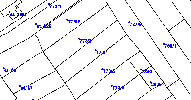 Parcela st. 773/4 v KÚ Vrbice u Velkých Pavlovic, Katastrální mapa