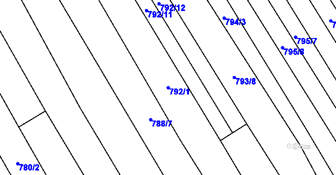 Parcela st. 792/1 v KÚ Vrbice u Velkých Pavlovic, Katastrální mapa