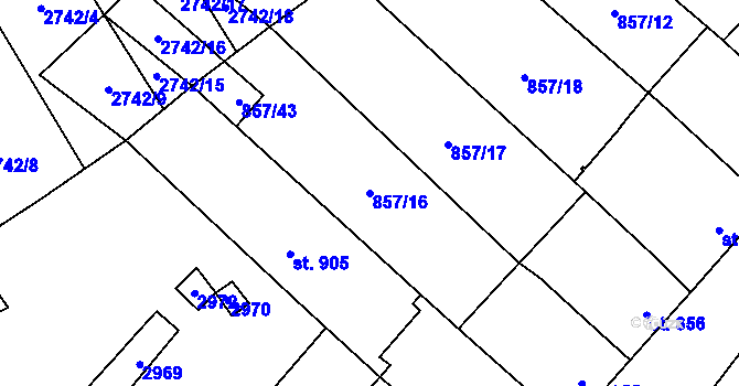 Parcela st. 857/16 v KÚ Vrbice u Velkých Pavlovic, Katastrální mapa
