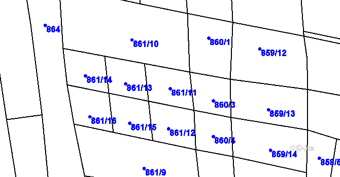 Parcela st. 861/11 v KÚ Vrbice u Velkých Pavlovic, Katastrální mapa