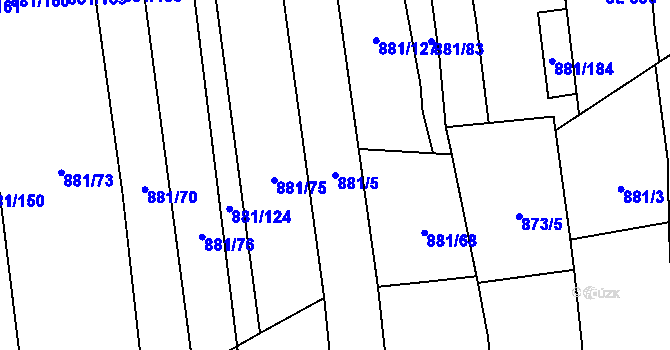 Parcela st. 881/5 v KÚ Vrbice u Velkých Pavlovic, Katastrální mapa
