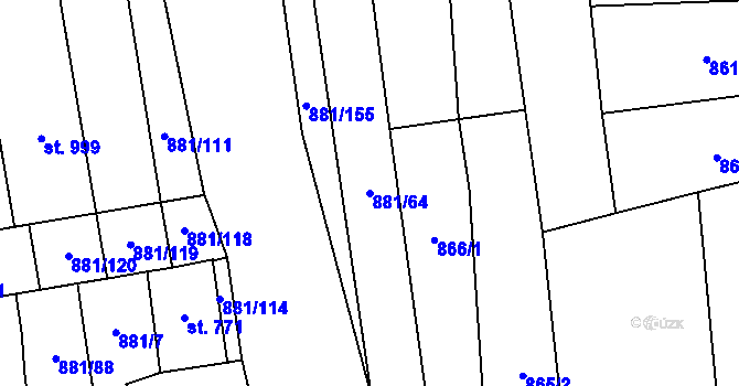 Parcela st. 881/64 v KÚ Vrbice u Velkých Pavlovic, Katastrální mapa