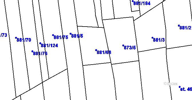 Parcela st. 881/68 v KÚ Vrbice u Velkých Pavlovic, Katastrální mapa