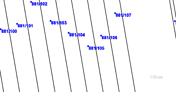 Parcela st. 881/105 v KÚ Vrbice u Velkých Pavlovic, Katastrální mapa