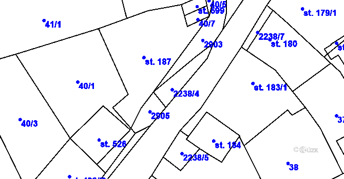 Parcela st. 2238/4 v KÚ Vrbice u Velkých Pavlovic, Katastrální mapa