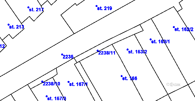 Parcela st. 2238/11 v KÚ Vrbice u Velkých Pavlovic, Katastrální mapa