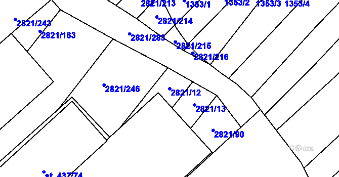 Parcela st. 2821/12 v KÚ Vrbice u Velkých Pavlovic, Katastrální mapa