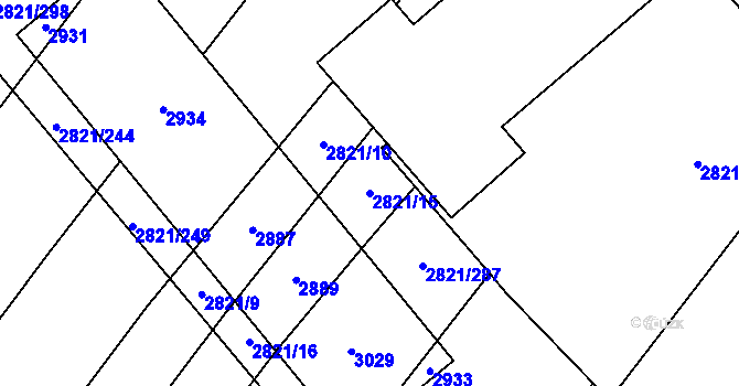 Parcela st. 2821/15 v KÚ Vrbice u Velkých Pavlovic, Katastrální mapa