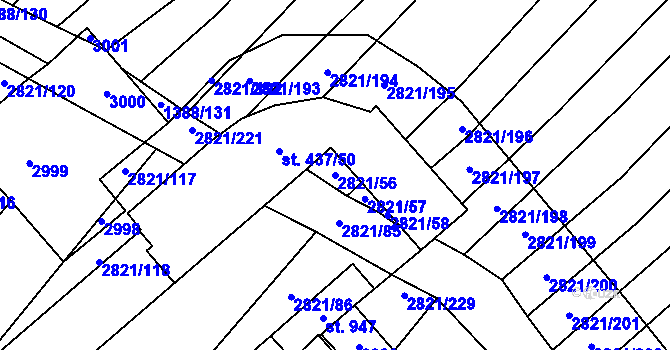 Parcela st. 2821/56 v KÚ Vrbice u Velkých Pavlovic, Katastrální mapa