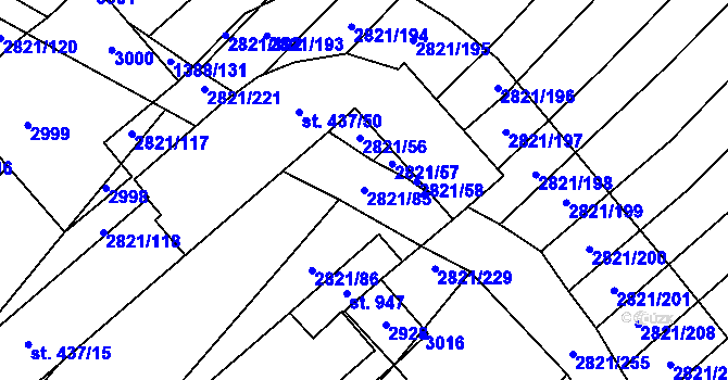 Parcela st. 2821/85 v KÚ Vrbice u Velkých Pavlovic, Katastrální mapa