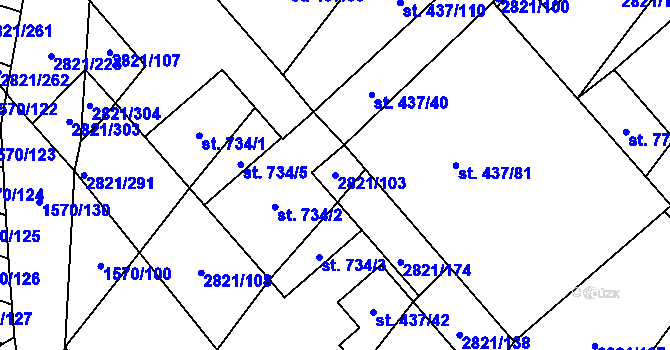 Parcela st. 2821/103 v KÚ Vrbice u Velkých Pavlovic, Katastrální mapa
