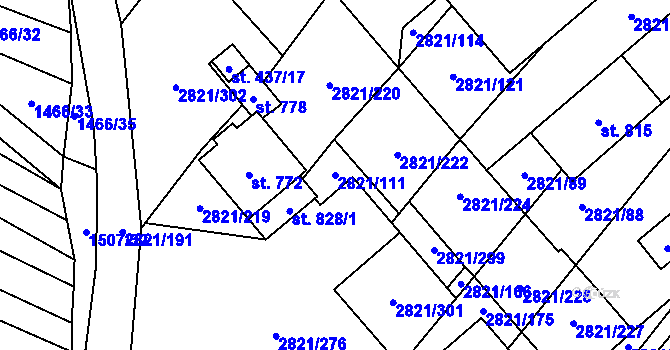 Parcela st. 2821/111 v KÚ Vrbice u Velkých Pavlovic, Katastrální mapa