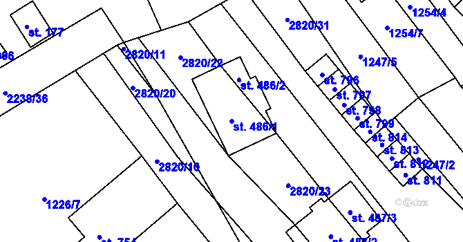 Parcela st. 486/1 v KÚ Vrbice u Velkých Pavlovic, Katastrální mapa