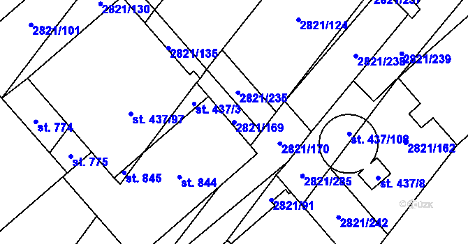 Parcela st. 2821/169 v KÚ Vrbice u Velkých Pavlovic, Katastrální mapa