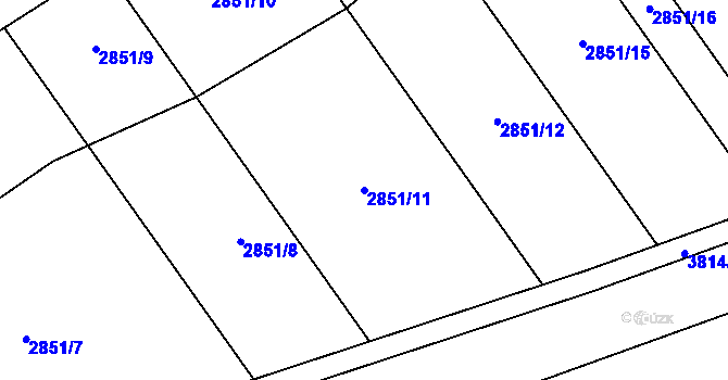 Parcela st. 2851/11 v KÚ Vrbice u Velkých Pavlovic, Katastrální mapa