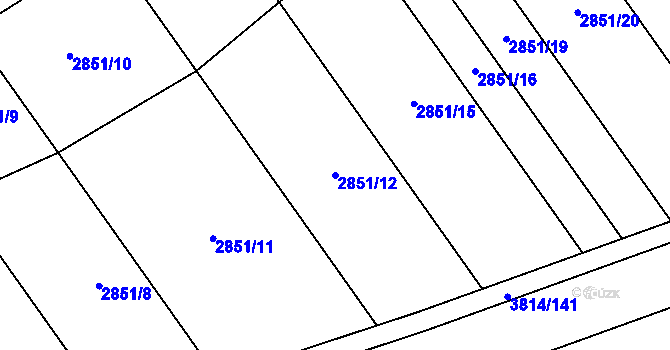 Parcela st. 2851/12 v KÚ Vrbice u Velkých Pavlovic, Katastrální mapa