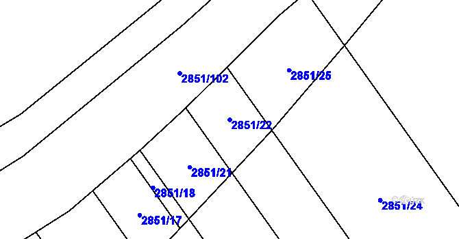 Parcela st. 2851/22 v KÚ Vrbice u Velkých Pavlovic, Katastrální mapa