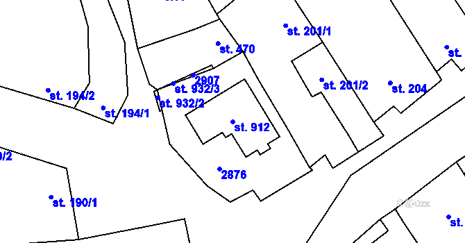 Parcela st. 912 v KÚ Vrbice u Velkých Pavlovic, Katastrální mapa