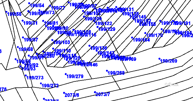 Parcela st. 199/143 v KÚ Vrbice u Velkých Pavlovic, Katastrální mapa