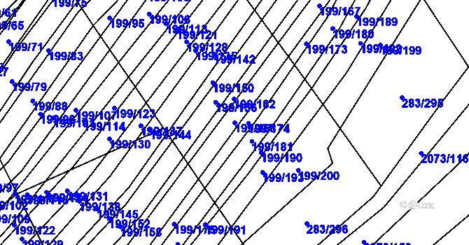 Parcela st. 199/168 v KÚ Vrbice u Velkých Pavlovic, Katastrální mapa