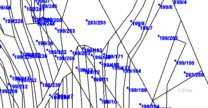 Parcela st. 199/171 v KÚ Vrbice u Velkých Pavlovic, Katastrální mapa