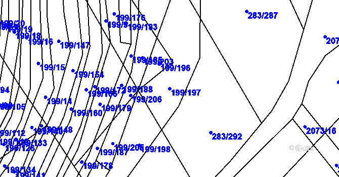 Parcela st. 199/197 v KÚ Vrbice u Velkých Pavlovic, Katastrální mapa