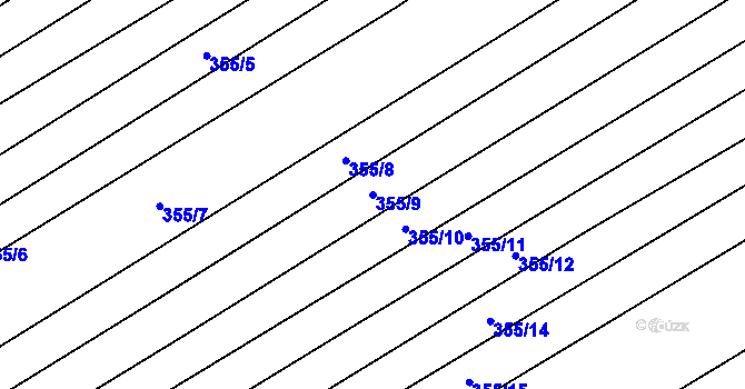 Parcela st. 355/9 v KÚ Vrbice u Velkých Pavlovic, Katastrální mapa