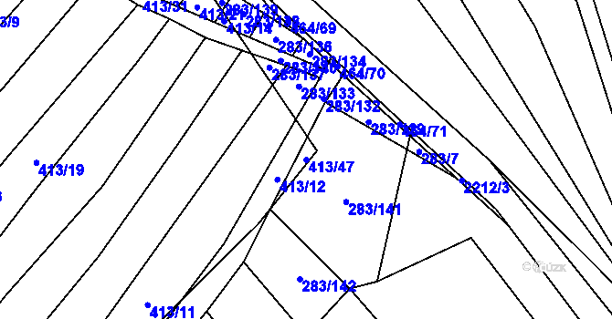 Parcela st. 413/47 v KÚ Vrbice u Velkých Pavlovic, Katastrální mapa