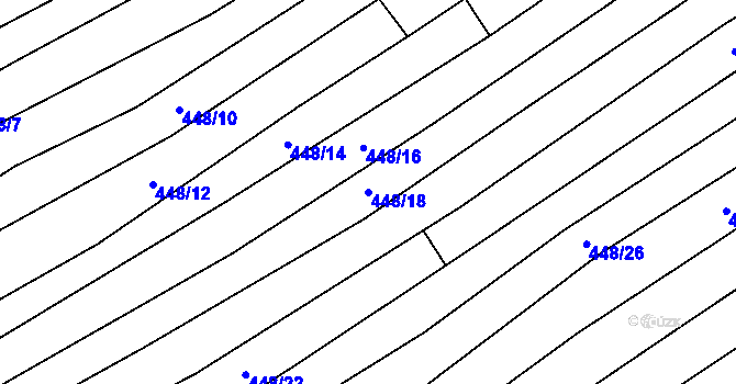 Parcela st. 448/18 v KÚ Vrbice u Velkých Pavlovic, Katastrální mapa