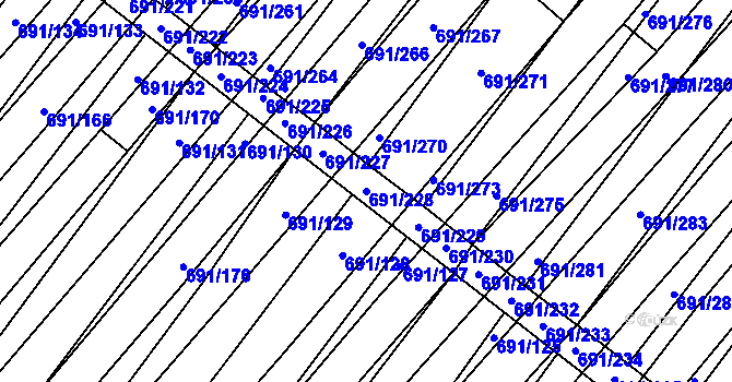 Parcela st. 691/228 v KÚ Vrbice u Velkých Pavlovic, Katastrální mapa