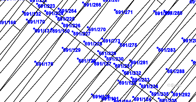 Parcela st. 691/229 v KÚ Vrbice u Velkých Pavlovic, Katastrální mapa