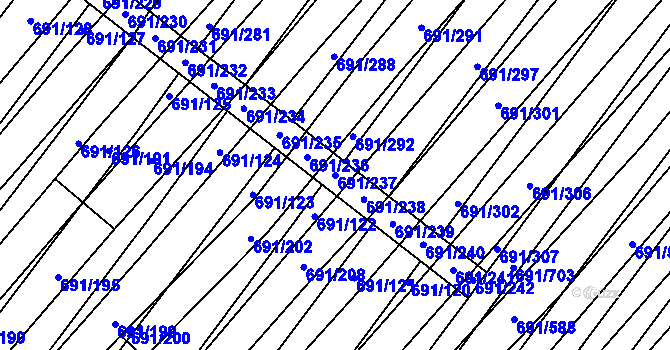 Parcela st. 691/237 v KÚ Vrbice u Velkých Pavlovic, Katastrální mapa