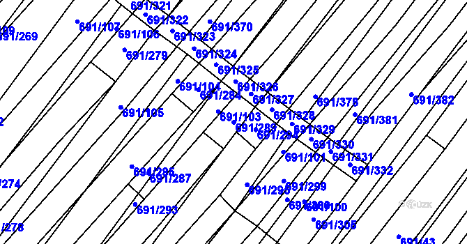 Parcela st. 691/289 v KÚ Vrbice u Velkých Pavlovic, Katastrální mapa