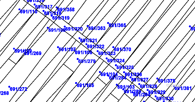 Parcela st. 691/323 v KÚ Vrbice u Velkých Pavlovic, Katastrální mapa