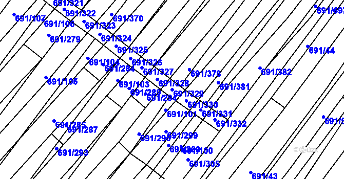 Parcela st. 691/329 v KÚ Vrbice u Velkých Pavlovic, Katastrální mapa