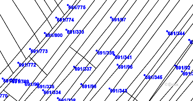 Parcela st. 691/339 v KÚ Vrbice u Velkých Pavlovic, Katastrální mapa
