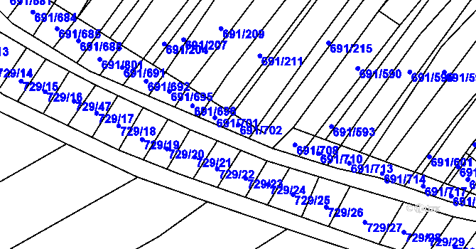Parcela st. 691/702 v KÚ Vrbice u Velkých Pavlovic, Katastrální mapa