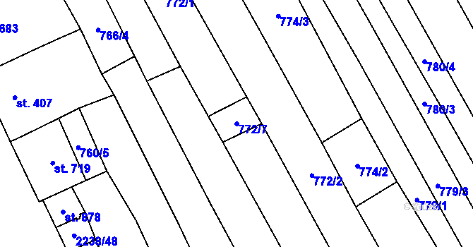 Parcela st. 772/7 v KÚ Vrbice u Velkých Pavlovic, Katastrální mapa