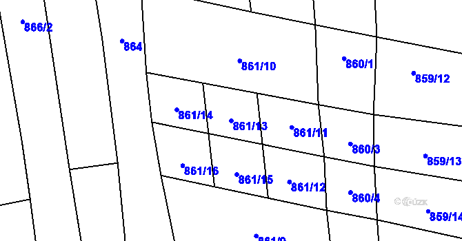 Parcela st. 861/13 v KÚ Vrbice u Velkých Pavlovic, Katastrální mapa