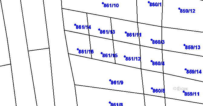 Parcela st. 861/15 v KÚ Vrbice u Velkých Pavlovic, Katastrální mapa