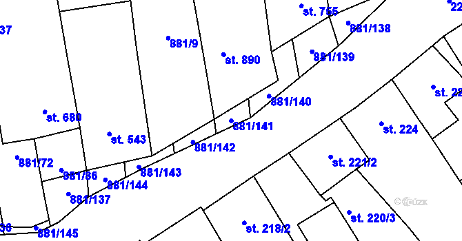 Parcela st. 881/141 v KÚ Vrbice u Velkých Pavlovic, Katastrální mapa