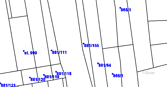 Parcela st. 881/155 v KÚ Vrbice u Velkých Pavlovic, Katastrální mapa