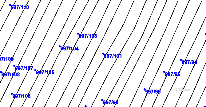 Parcela st. 997/101 v KÚ Vrbice u Velkých Pavlovic, Katastrální mapa