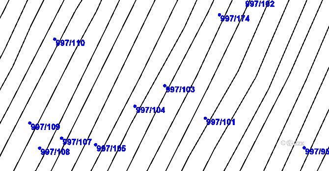 Parcela st. 997/103 v KÚ Vrbice u Velkých Pavlovic, Katastrální mapa