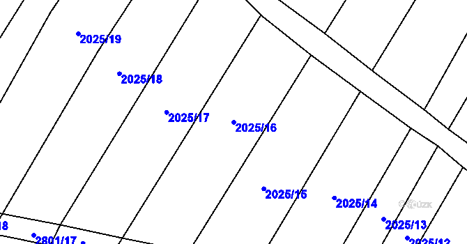 Parcela st. 2025/16 v KÚ Vrbice u Velkých Pavlovic, Katastrální mapa
