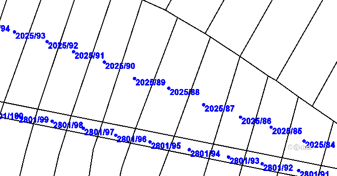 Parcela st. 2025/88 v KÚ Vrbice u Velkých Pavlovic, Katastrální mapa