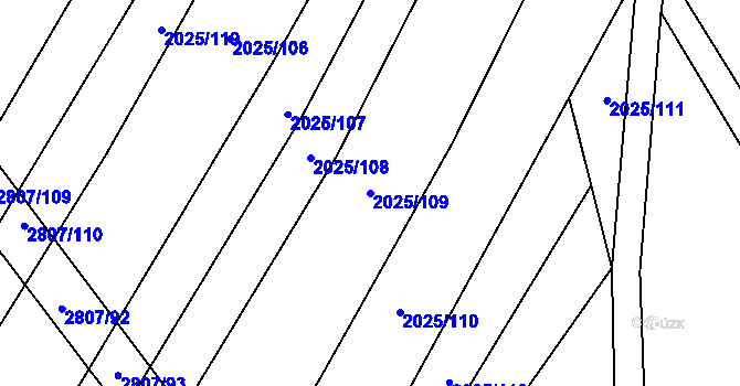 Parcela st. 2025/109 v KÚ Vrbice u Velkých Pavlovic, Katastrální mapa