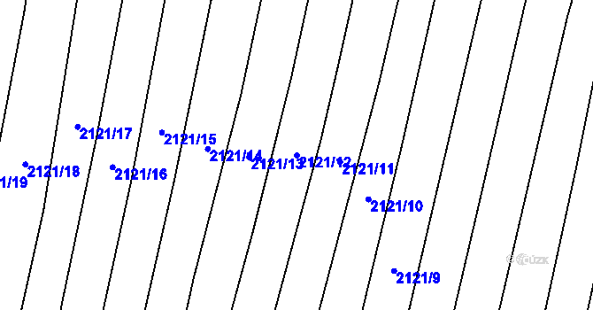 Parcela st. 2121/12 v KÚ Vrbice u Velkých Pavlovic, Katastrální mapa