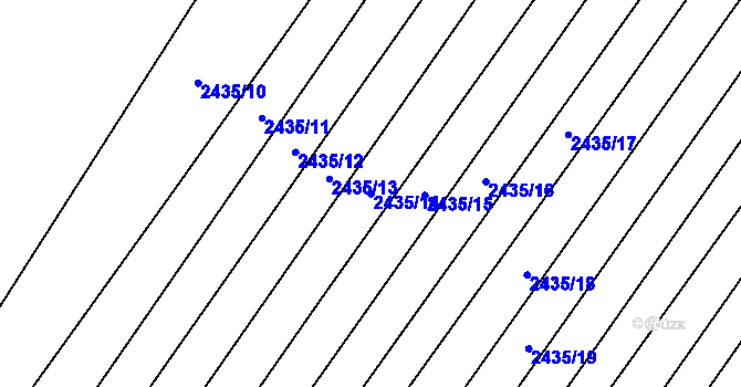 Parcela st. 2435/14 v KÚ Vrbice u Velkých Pavlovic, Katastrální mapa