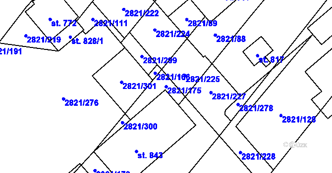 Parcela st. 2821/175 v KÚ Vrbice u Velkých Pavlovic, Katastrální mapa